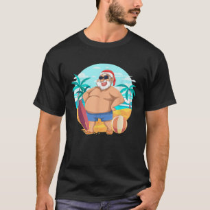 Camiseta Natal Tropical do Havaí Summer Funny Santa Claus
