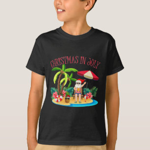 Camiseta Natal Tropical Havaiano de Verão do Papai Noel em