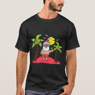 Camiseta Natal tropical Santa Claus Beach Viagem Holida
