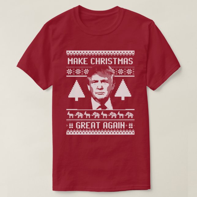 Camiseta Natal Trump - Faça Excelente de Natal novamente (Frente do Design)