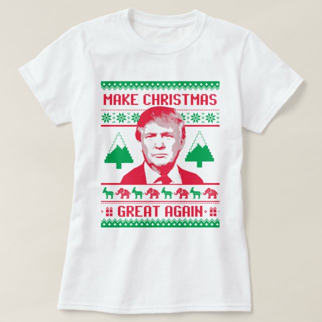 Camiseta Natal Trump - Faça Excelente de Natal novamente (Frente do Design)