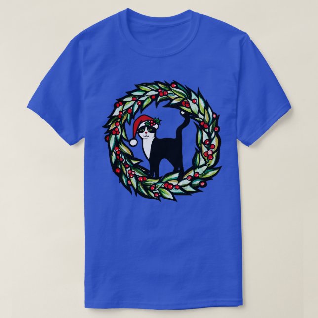 Camiseta Natal Tuxedo Cat (Frente do Design)