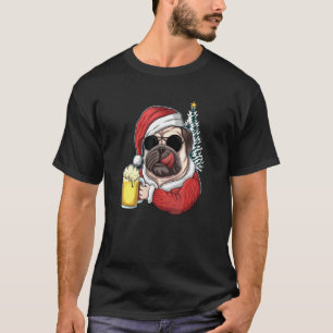 Camiseta Natal Um Pitbull Cachorro Chapéu de Papai Noel E B