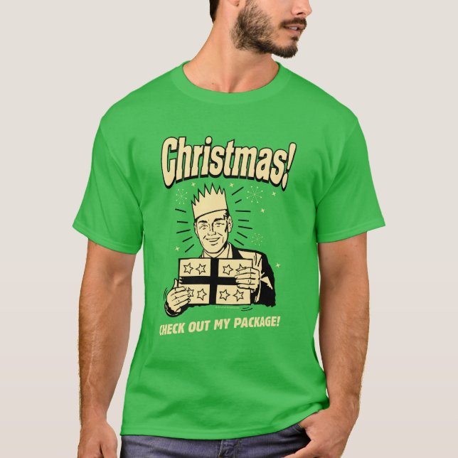 Camiseta Natal: Veja meu pacote (Frente)