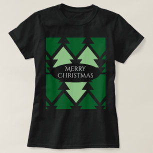 Camiseta Natal Verde Árvores Negras Feriados