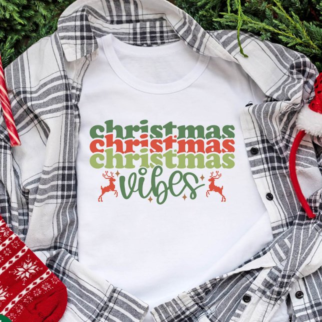 Camiseta Natal Vibes Retro Groovy Feriados de Natal (Christmas Vibes Retro Groovy Christmas Holidays T-Shirt)