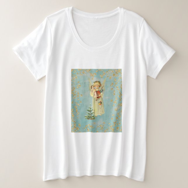 Camiseta Natal vintage Angel (Frente do Design)