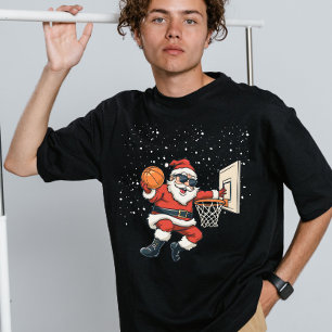 Camiseta Natal Vintage Retro Papai Noel Arremessando Um Bas