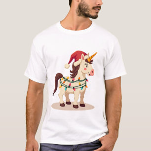 Camiseta Natal Vintage Unicórnio Dabbing Papai Noel Engraça