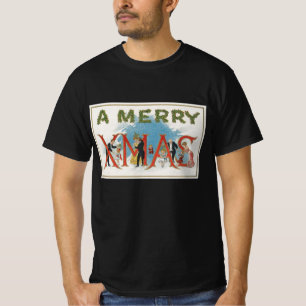 Camiseta Natal Vitoriano Antigo, Uma Festa de Natal Alegre