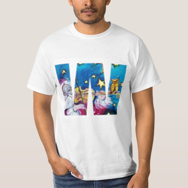 CAMISETA NATAL W CARTA/MONOGRAMA DE PAPAIS NOEIS INSPIRADOS (Frente)