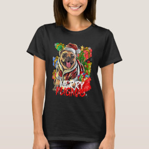 Camiseta Natal Xmas Feliz Pugmas Pug Crianças Meninas Menin