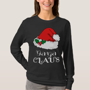 Camiseta Natal Yaya Claus Matching Pajama Santa Hat X-m
