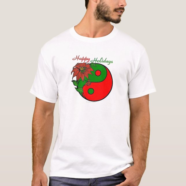 Camiseta Natal Yin Yang Poinsettia (Frente)