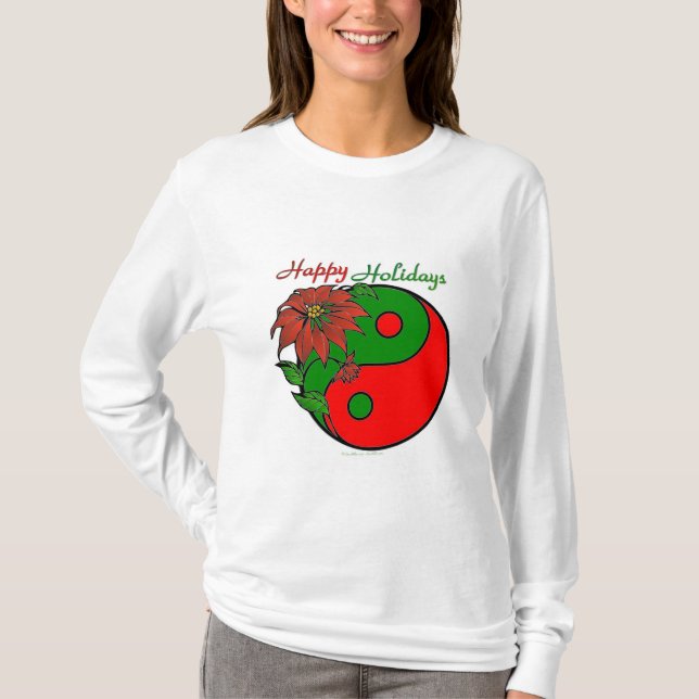 Camiseta Natal Yin Yang Poinsettia (Frente)