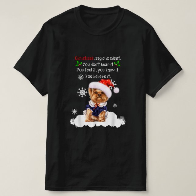 Camiseta Natal Yorkshire Terrier Funny Yorkie Puppy (Frente do Design)