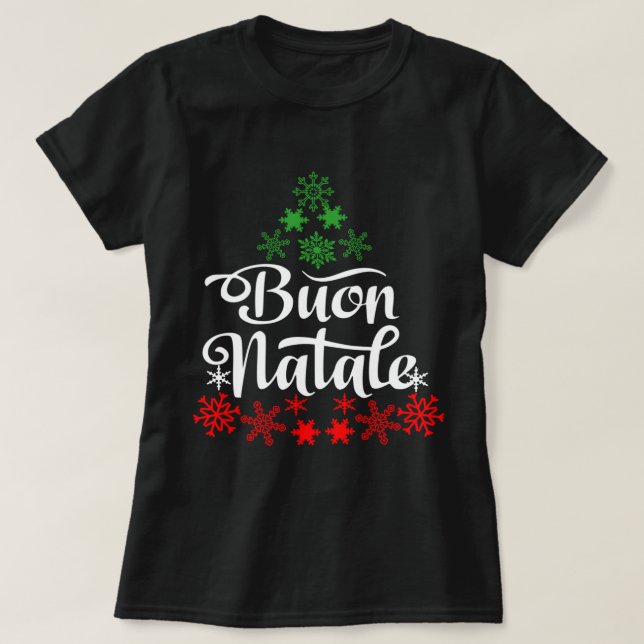 Camiseta Natale Natale Snowflake Itália Árvore (Frente do Design)