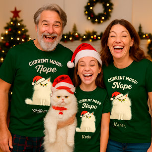 Camiseta Natalícia do Gato Mal-Humorado Engraçado 