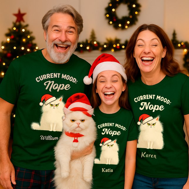 Camiseta Natalícia do Gato Mal-Humorado Engraçado  (Criador carregado)