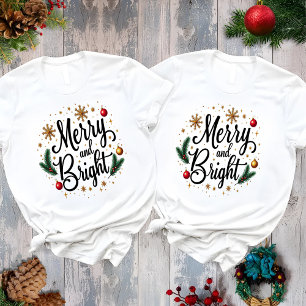 Camiseta Natalina Alegre e Brilhante Elegante Festa de Nata