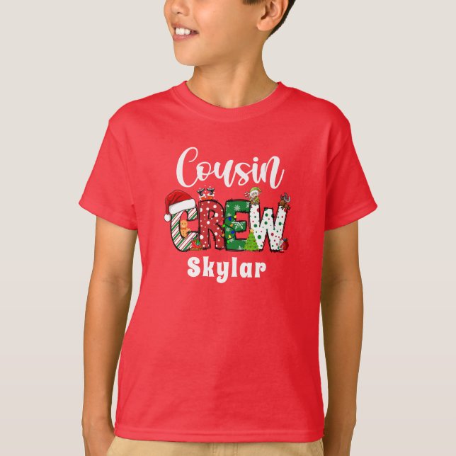 Camiseta Natalina Retro da Turma dos Primos Vermel (Frente)
