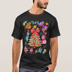 Camiseta Natalino Préppy Coquette Laço Renda Alegre Natal