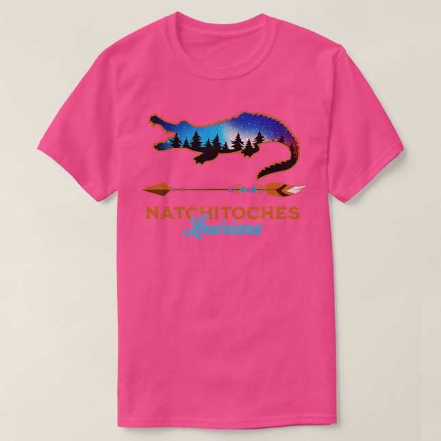 Camiseta Natchitoches Louisiana EUA Bayou Cajun Alligator S (Frente do Design)