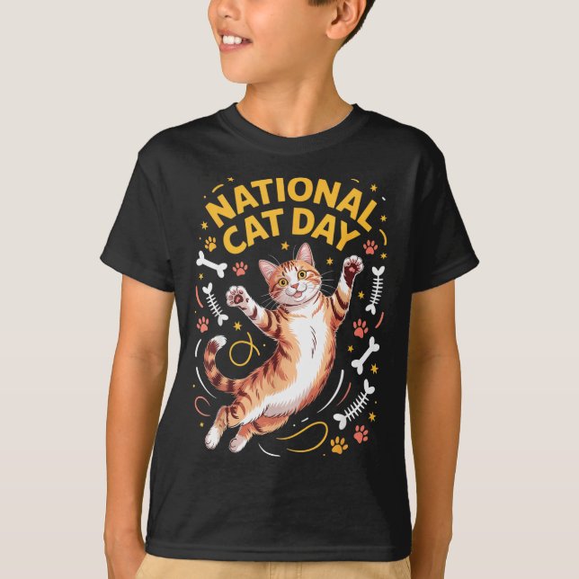 Camiseta National Cat Day Cute Tabby Kitty Celebration Happ (Frente)
