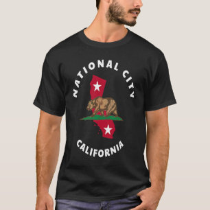 Camiseta National City California CA Flag e Bear Crachá So