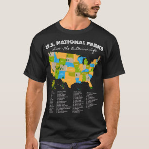 Camiseta National Park Map All 59 National Parks dentro US