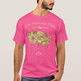 Camiseta National Park Map Mostra Todos Os Parques Nacionai