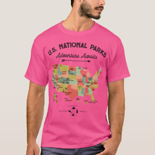 Camiseta National Park Map Todos Os 63 Parques Nacionais