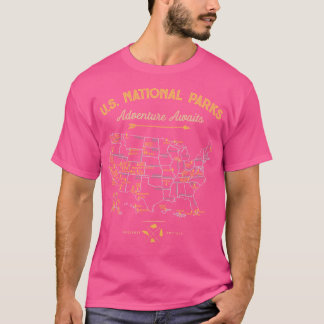 Camiseta National Park Map Vintage T Shirt - Todas as 63 Na