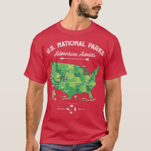 Camiseta National Park Map Vintage Todos Os 59 Parks Nacion
