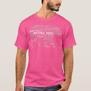 Camiseta National Parks Usa List Word Cloud Bear Camp H