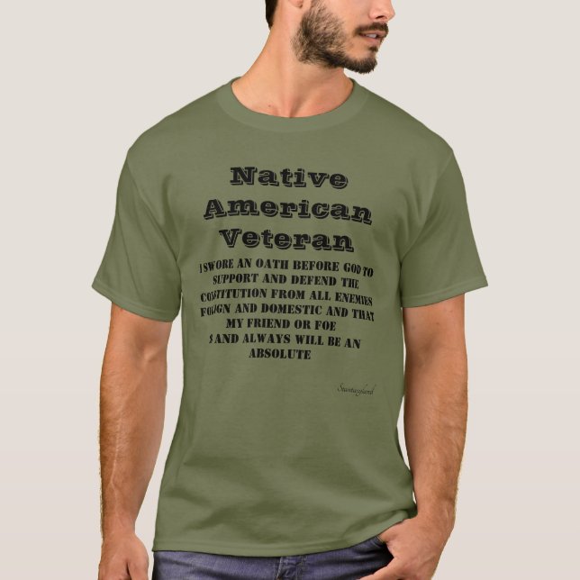   Camiseta Nativa Americana Veterana Oath Green (Frente)
