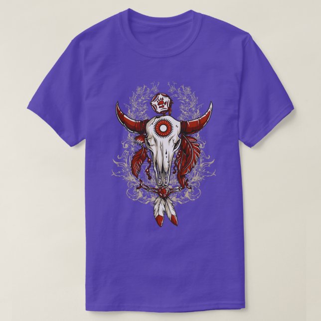 CAMISETA NATIVE AMERICAN BUFFALO SKULL (Frente do Design)