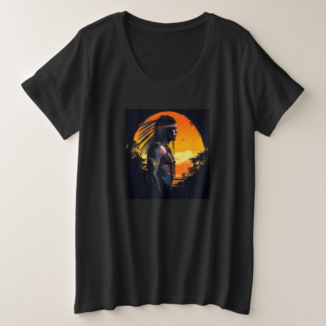Camiseta Native American Day Warrior Sunset Retro For Boys  (Frente do Design)