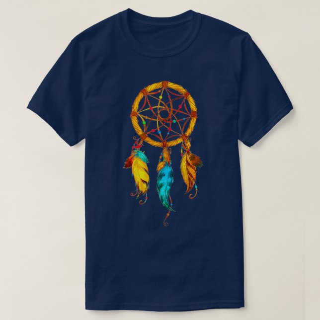 Camiseta Native American Dreamcatcher Feather (Frente do Design)