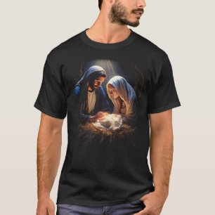 Camiseta Natividade Cena de Natal Fé Joseph Mary Jesus