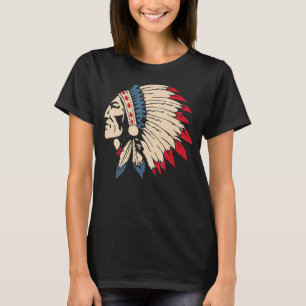 Camiseta Nativo Americano do Skull Eagle Feather Headdre