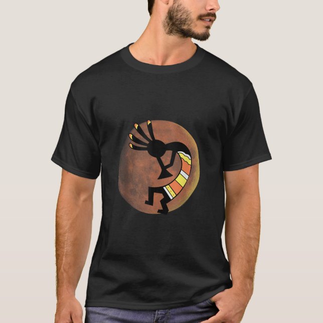 Camiseta Nativo Americano do Sudoeste Kokopelli Dançando Va (Frente)