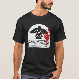 Camiseta Nativo Americano Para Homens Mulheres Mão Vermelha