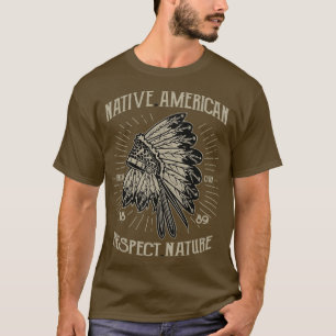 Camiseta Nativo Americano Respeite o Indígenas da Natureza
