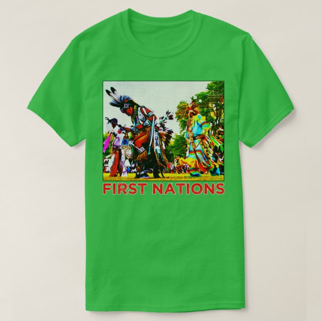 Camiseta Nativo Menominee de Potawatomi Chunk das Nações (Frente do Design)
