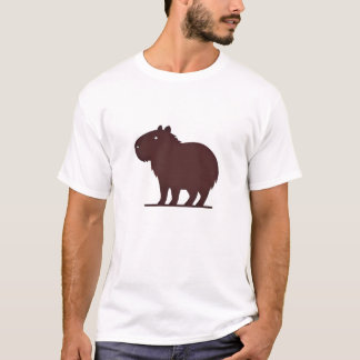 Camiseta Natural da Silhueta Minimalista Capybara 