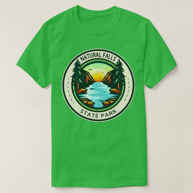 Camiseta Natural Falls State Park Crachá de Oklahoma (Frente do Design)