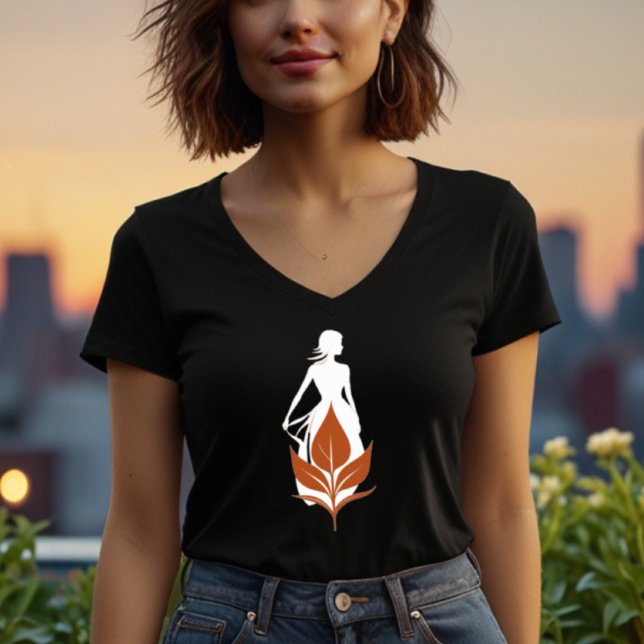 Camiseta Nature and Woman Silhouette Elegant Feminine Art  (Criador carregado)