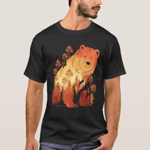 Camiseta Nature Brown Bear Fora da Floresta Selvagem Animal