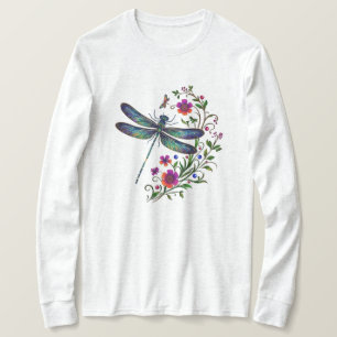 Camiseta Nature Colorida Libélula Vibrante Arte Floral